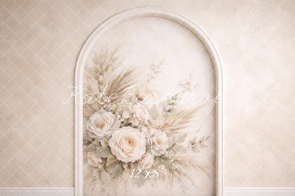 Kate Arch Beige Floral Fleece Backdrop Designed by Megan Leigh Photography - Image 4