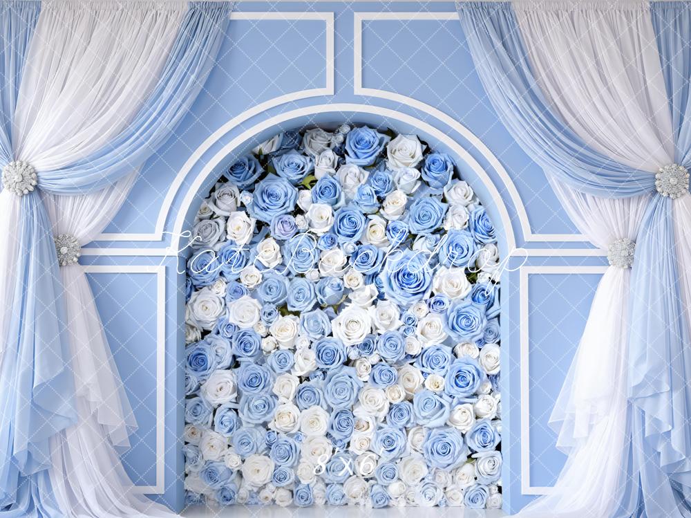 Kate Arch Blue Roses Curtains Backdrop Designed by Mini MakeBelieve - Image 3