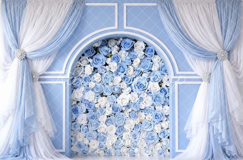 Kate Arch Blue Roses Curtains Backdrop Designed by Mini MakeBelieve - Image 4