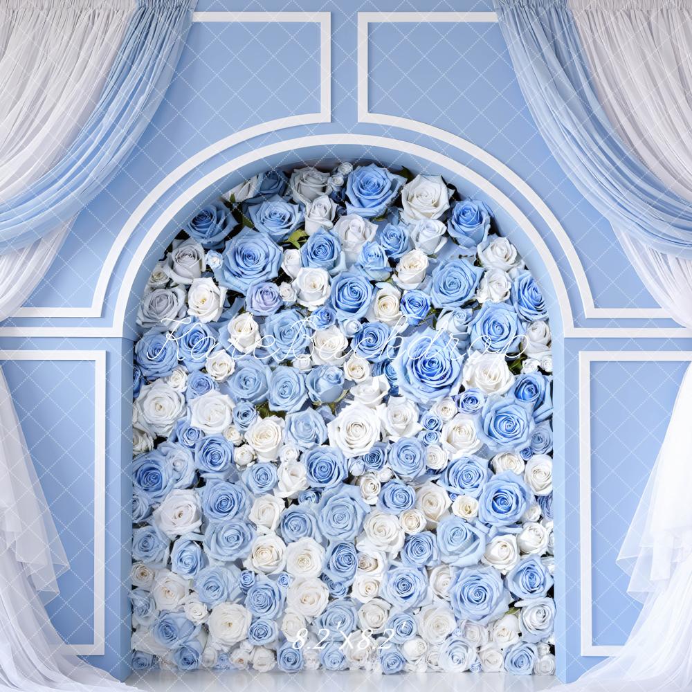 Kate Arch Blue Roses Curtains Backdrop Designed by Mini MakeBelieve - Image 5