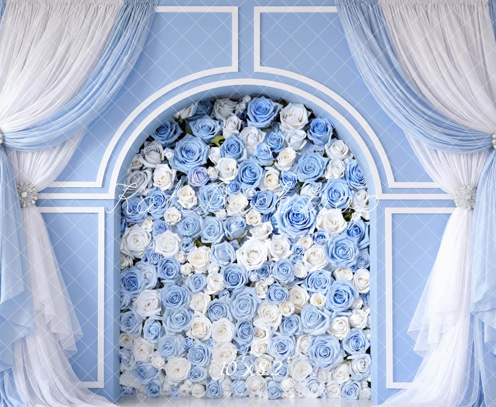 Kate Arch Blue Roses Curtains Backdrop Designed by Mini MakeBelieve - Image 6