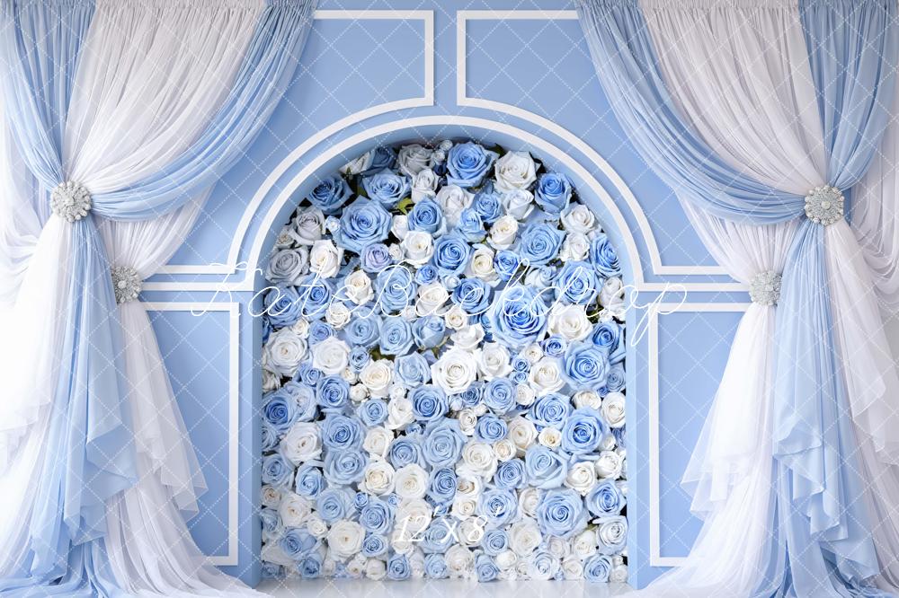 Kate Arch Blue Roses Curtains Backdrop Designed by Mini MakeBelieve - Image 8