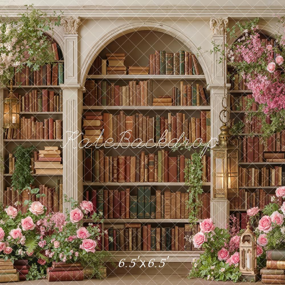 Kate Arched Bookshelf Vintage Lanterns Backdrop Designed by Emetselch - Image 2