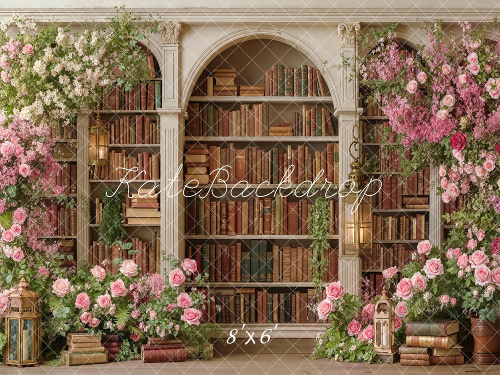 Kate Arched Bookshelf Vintage Lanterns Backdrop Designed by Emetselch - Image 3