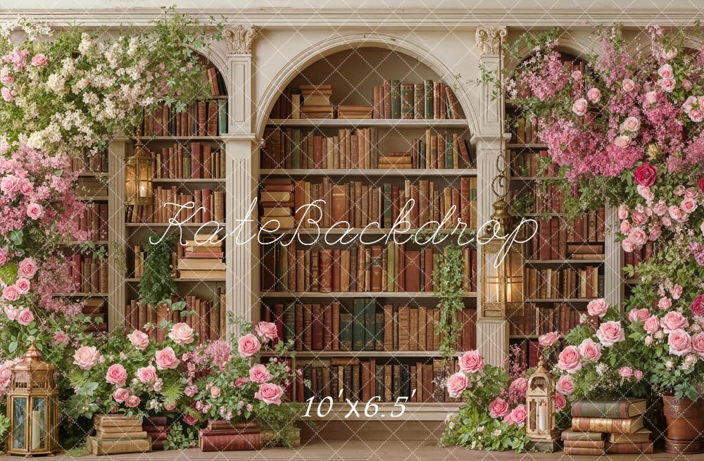 Kate Arched Bookshelf Vintage Lanterns Backdrop Designed by Emetselch - Image 4