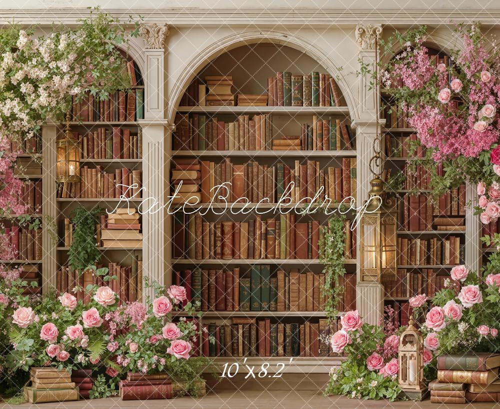 Kate Arched Bookshelf Vintage Lanterns Backdrop Designed by Emetselch - Image 6