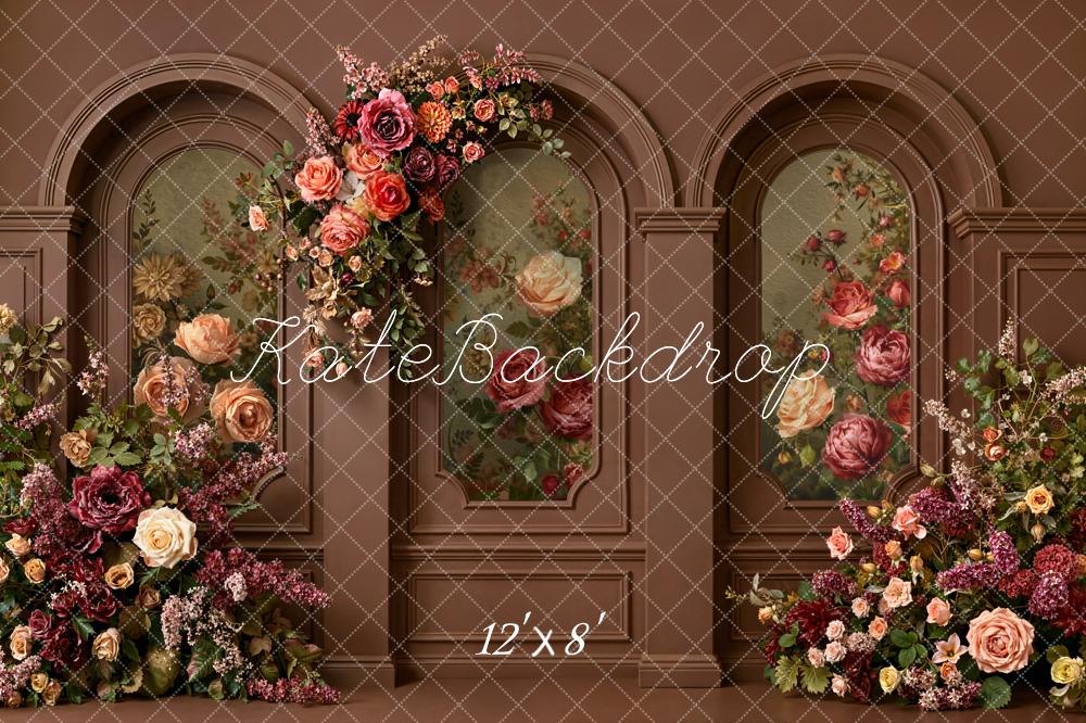 Kate Arch Floral Windows Brown Fleece Backdrop Designed by Emetselch - Image 4