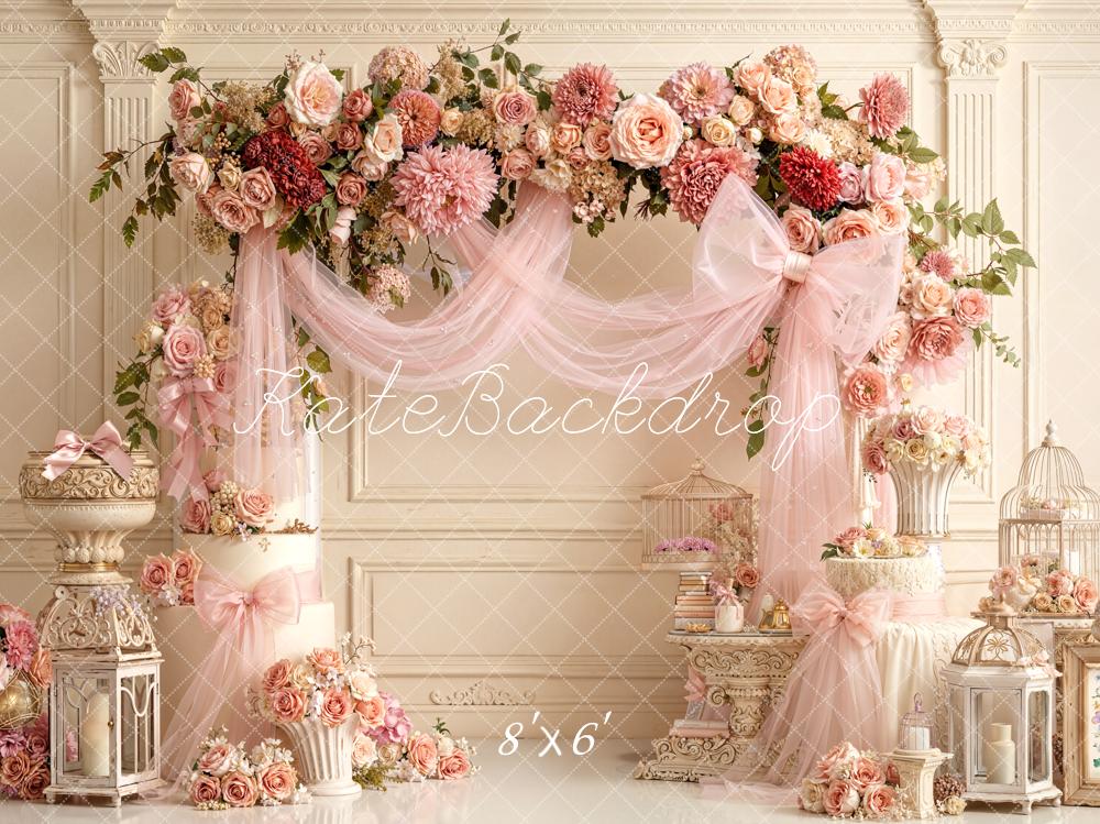 Kate Wedding/Spring Pink Floral Vintage Backdrop Designed by Emetselch - Image 3