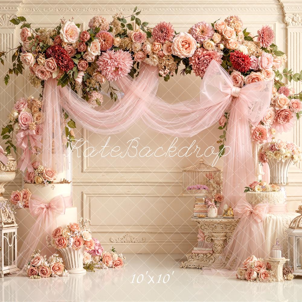 Kate Wedding/Spring Pink Floral Vintage Backdrop Designed by Emetselch - Image 7