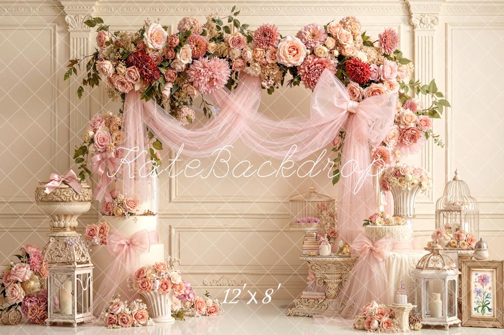Kate Wedding/Spring Pink Floral Vintage Backdrop Designed by Emetselch - Image 8