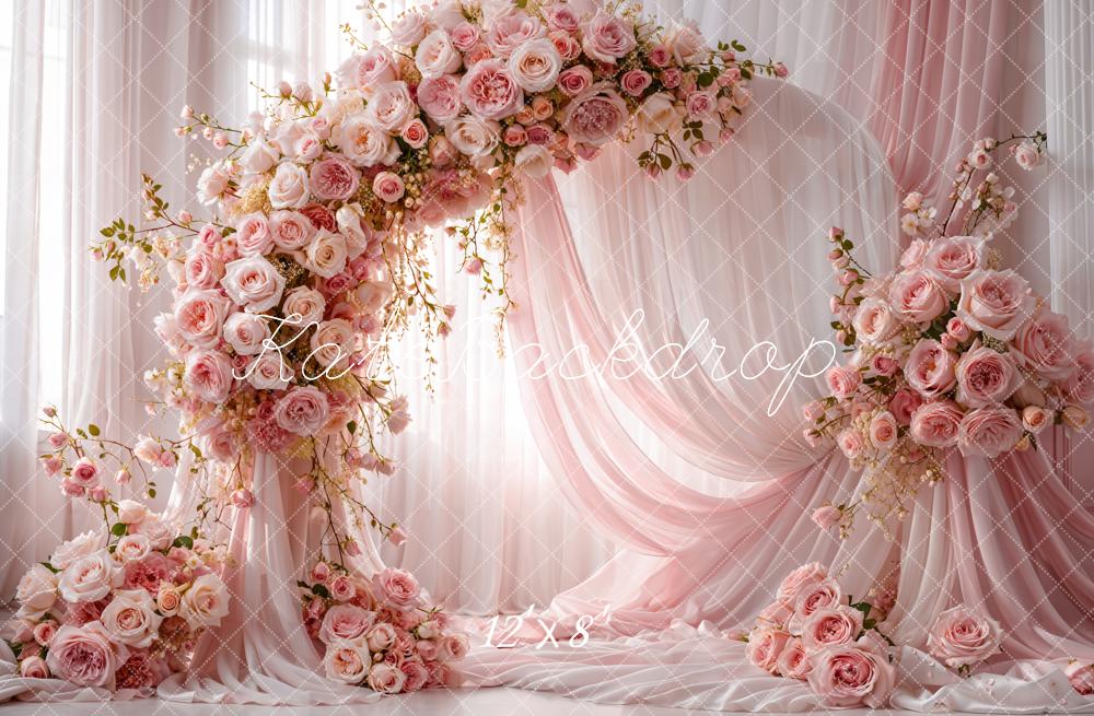 Kate Spring Pink Roses Arch Curtains Backdrop Designed by Emetselch - Image 13