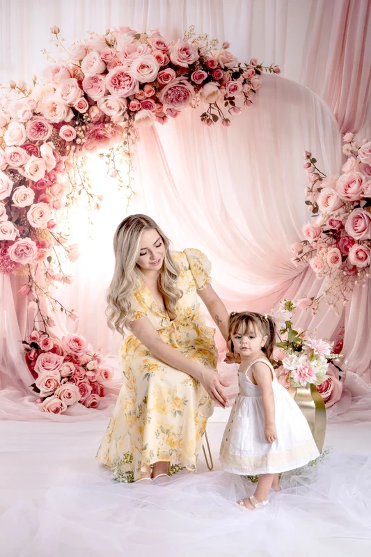 Kate Spring Pink Roses Arch Curtains Backdrop Designed by Emetselch - Image 3