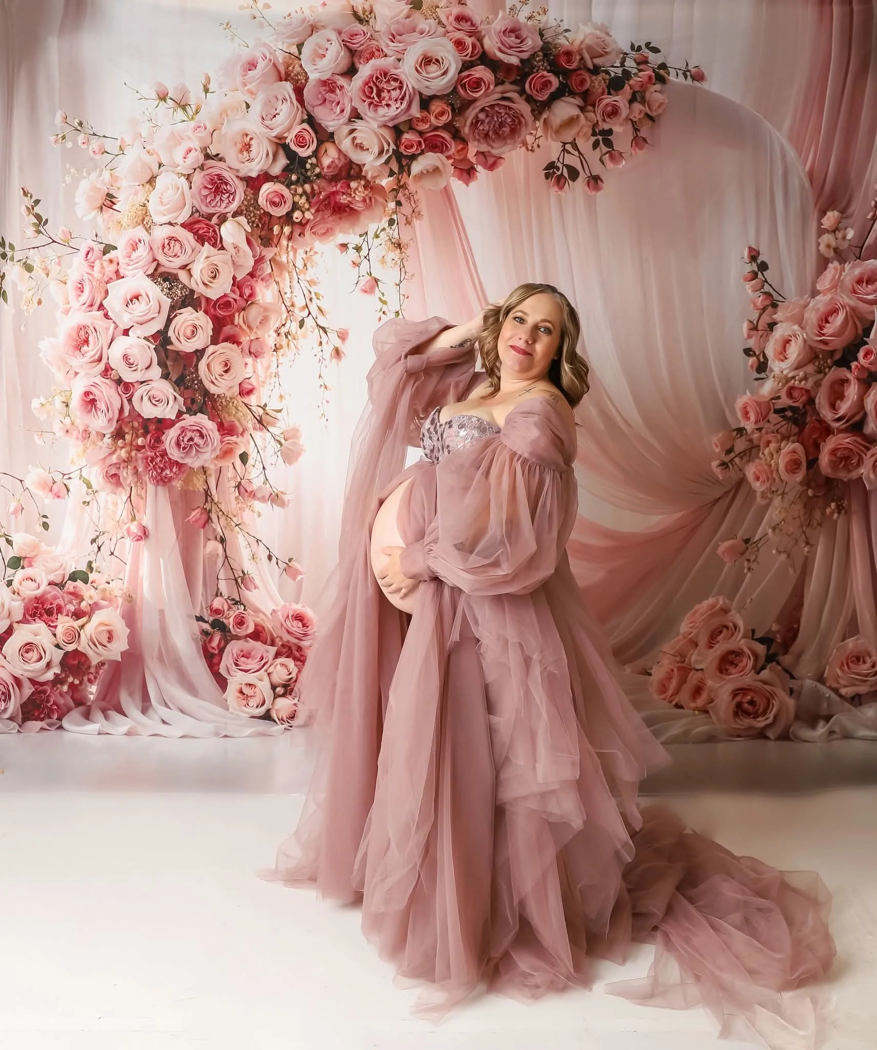 Kate Spring Pink Roses Arch Curtains Backdrop Designed by Emetselch - Image 6