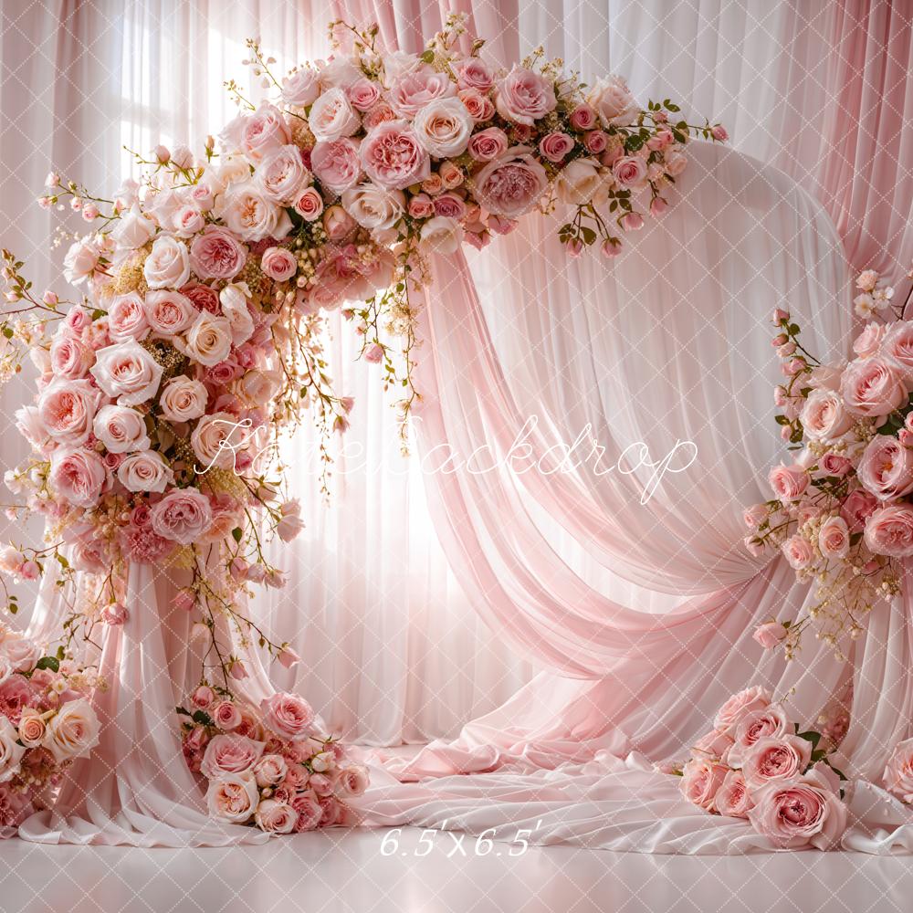 Kate Spring Pink Roses Arch Curtains Backdrop Designed by Emetselch - Image 7