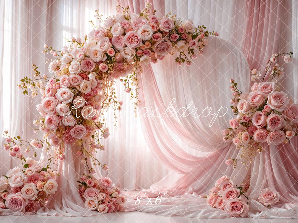 Kate Spring Pink Roses Arch Curtains Backdrop Designed by Emetselch - Image 8