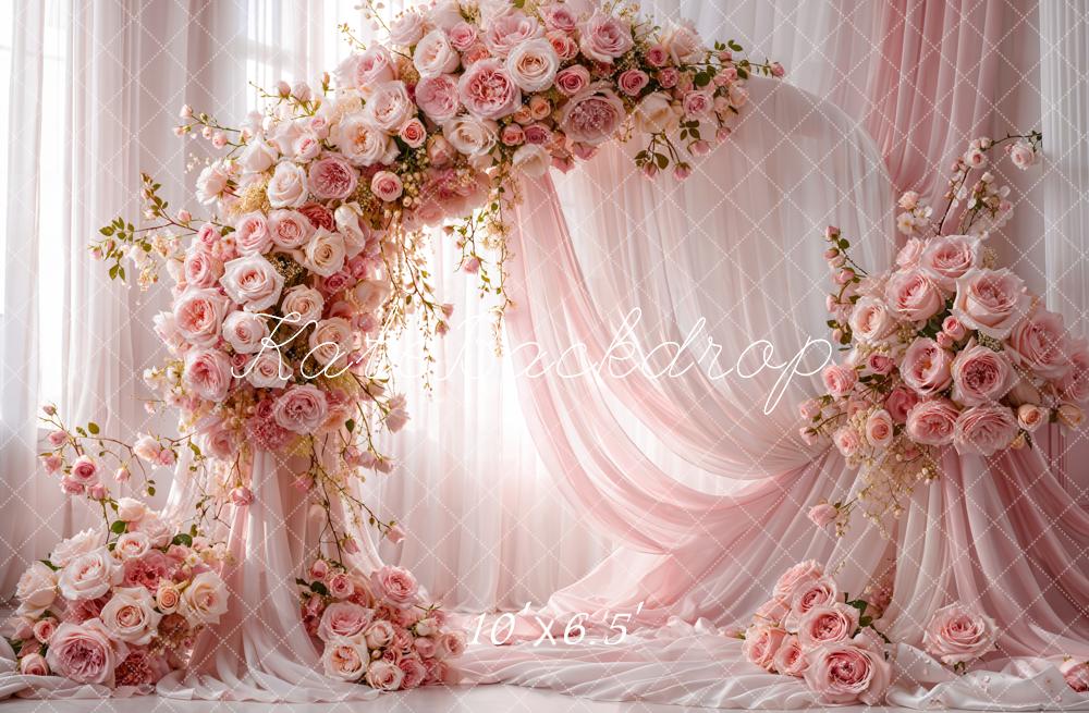 Kate Spring Pink Roses Arch Curtains Backdrop Designed by Emetselch - Image 9
