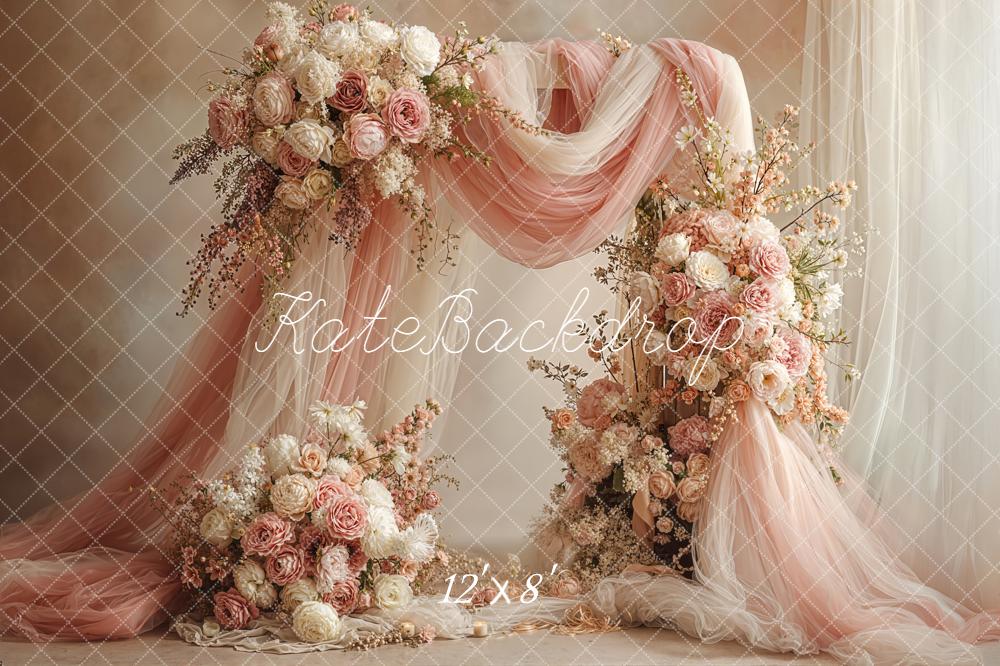 Kate Fine Art Arch Pink Roses Drapes Fleece Backdrop Designed by Emetselch - Image 4