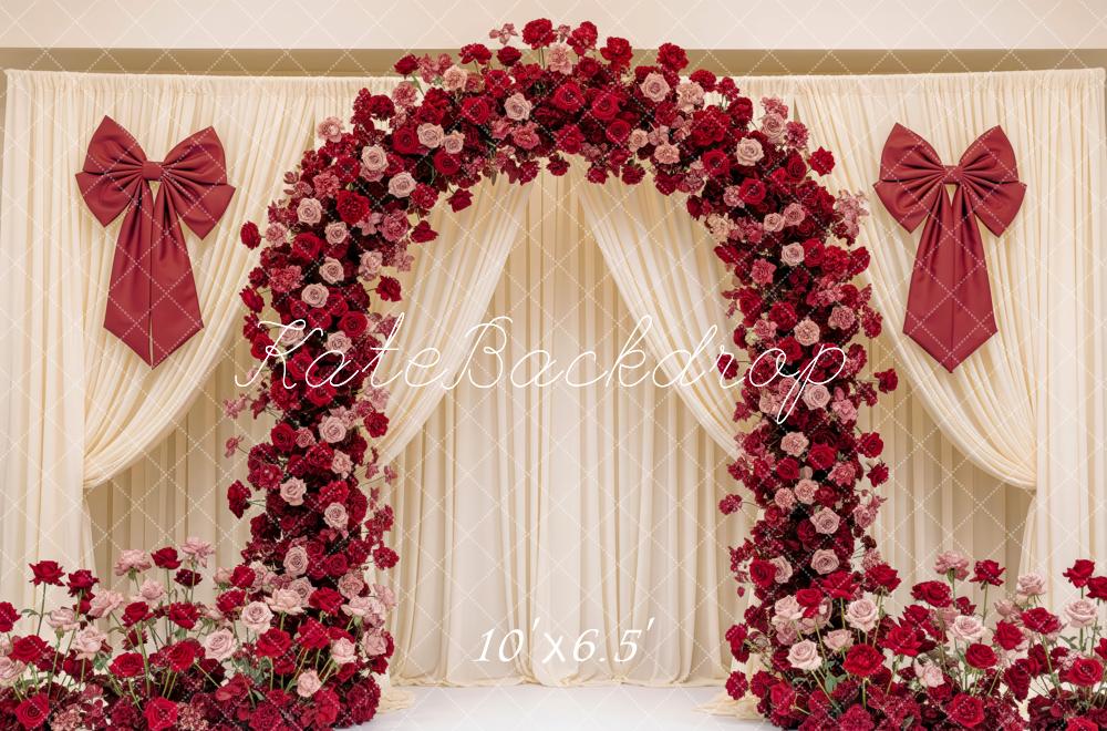 Kate Roses Arch Cream Curtains Fleece Backdrop Designed by Patty Robert - Image 2