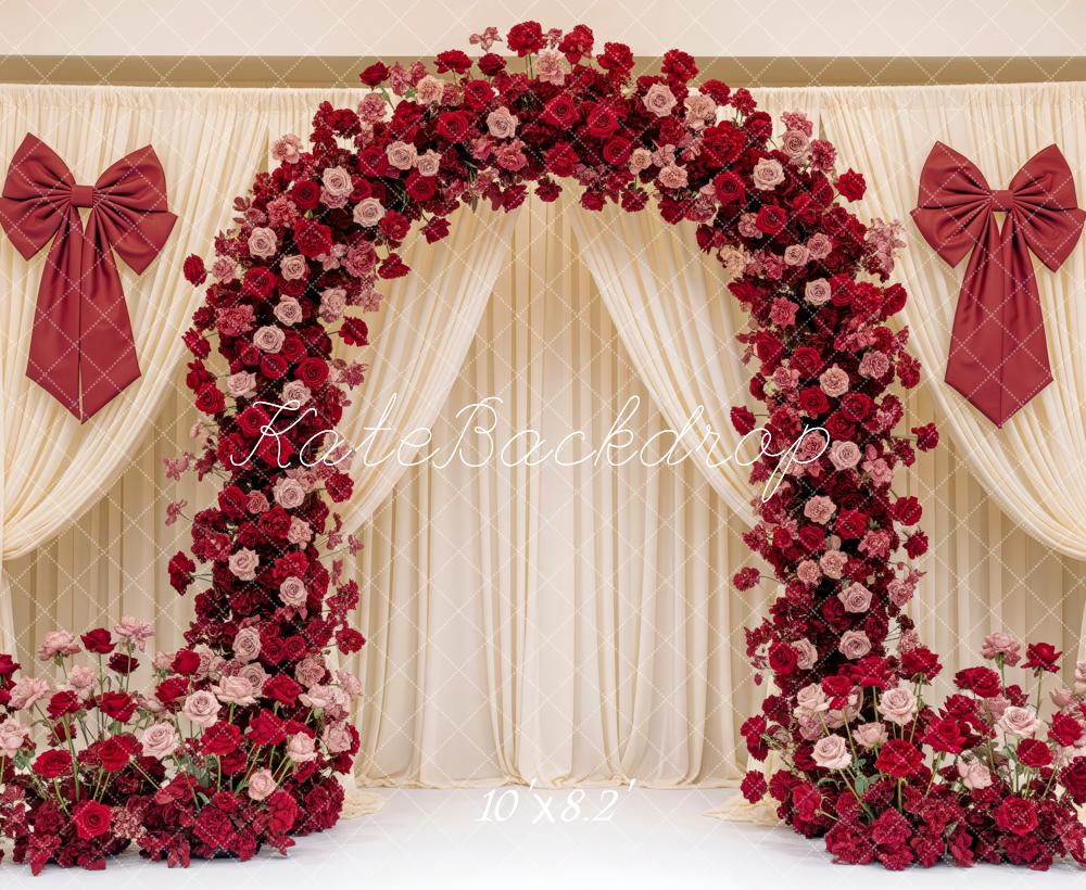 Kate Roses Arch Cream Curtains Fleece Backdrop Designed by Patty Robert - Image 3