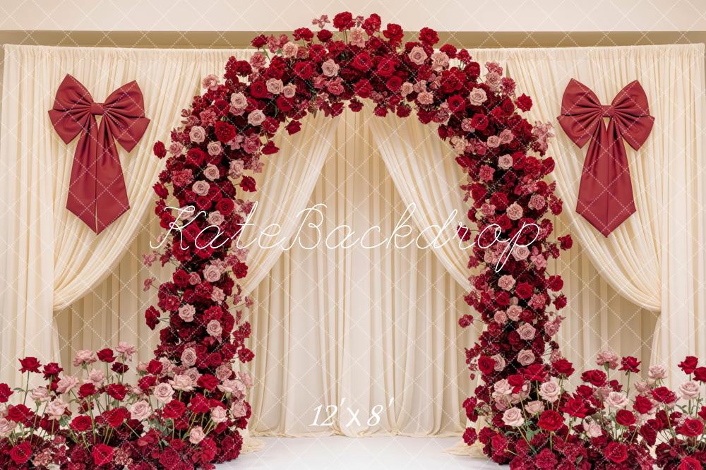 Kate Roses Arch Cream Curtains Fleece Backdrop Designed by Patty Robert - Image 4