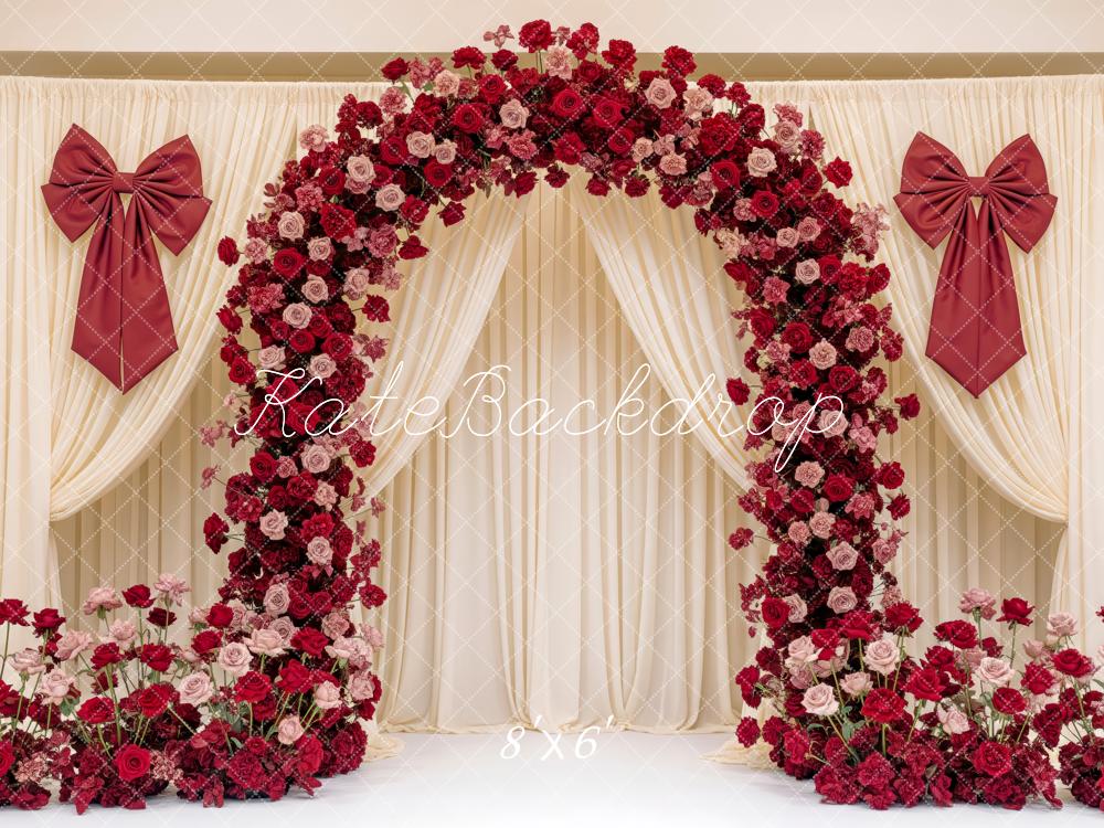 Kate Red Roses Arch Cream Drapes Backdrop Designed by Patty Robert - Image 3
