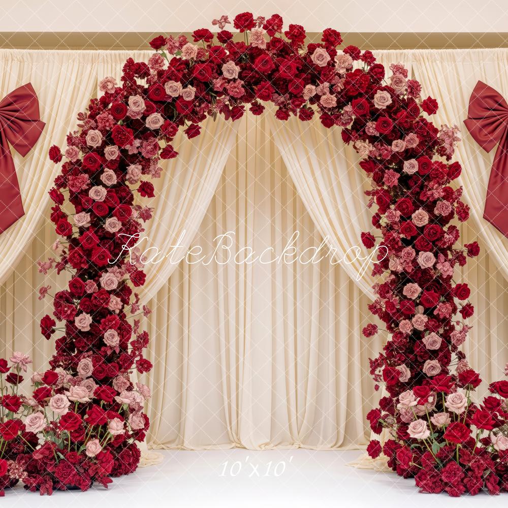 Kate Red Roses Arch Cream Drapes Backdrop Designed by Patty Robert - Image 7