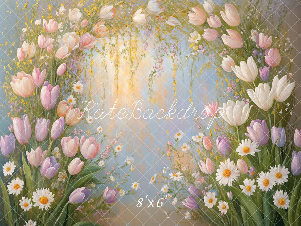 Kate Tulips Arch Daisies Pastel Backdrop Designed by Emetselch - Image 3