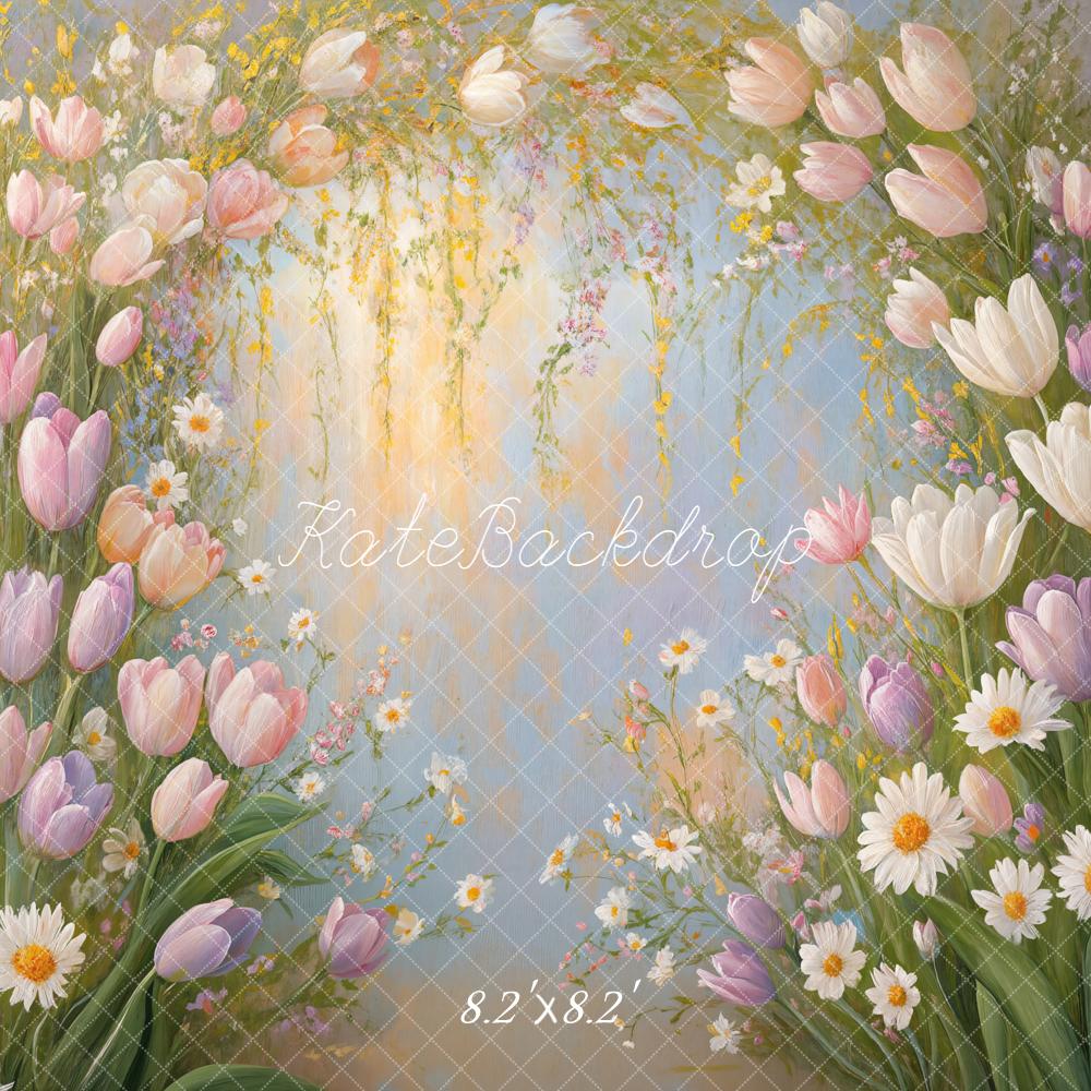 Kate Tulips Arch Daisies Pastel Backdrop Designed by Emetselch - Image 5