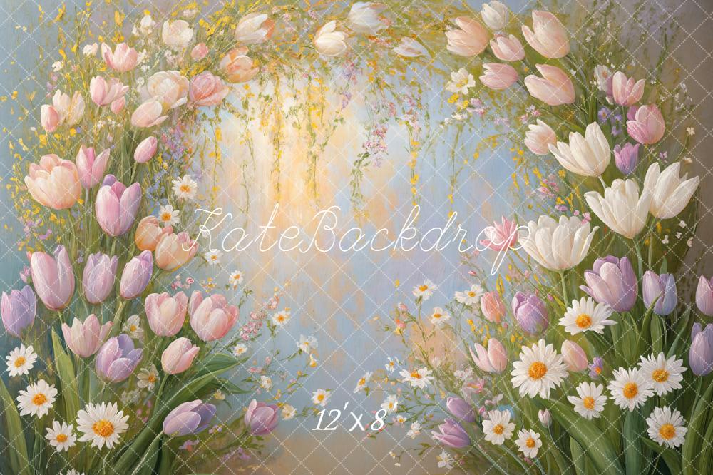 Kate Tulips Arch Daisies Pastel Backdrop Designed by Emetselch - Image 8
