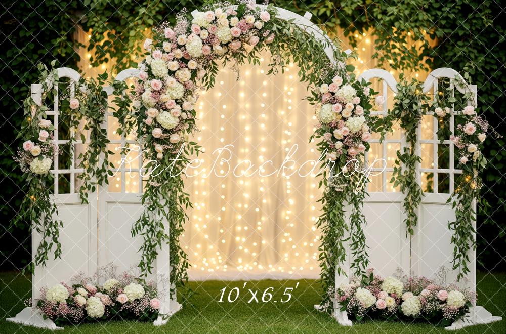 Kate Floral Arch White Gate Greenery Fleece Backdrop Designed by Patty Robert - Image 2