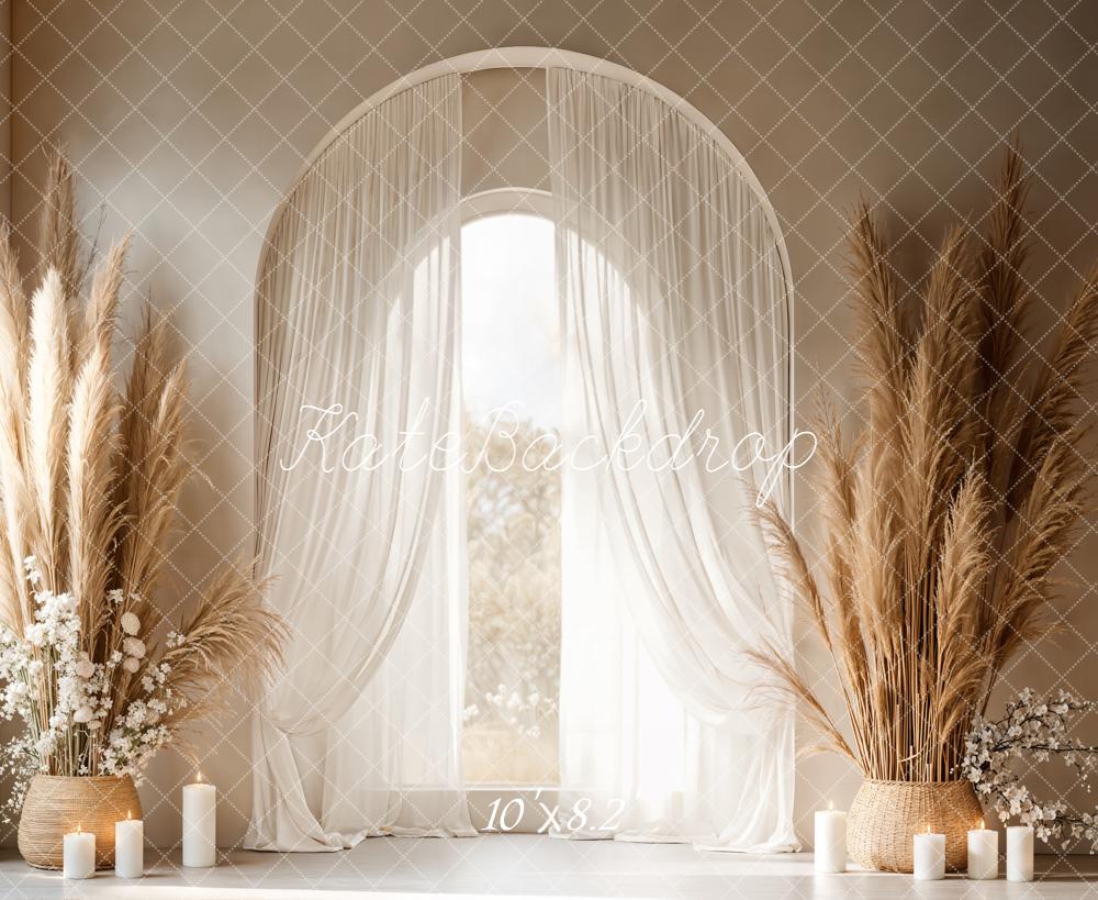 Kate Boho Arch Window Pampas Grass Fleece Backdrop Designed by Emetselch - Image 3