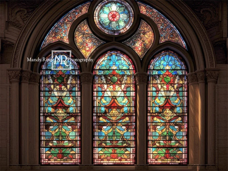 Kate Arched Stained Glass Window Backdrop Designed by Mandy Ringe Photography - Image 2
