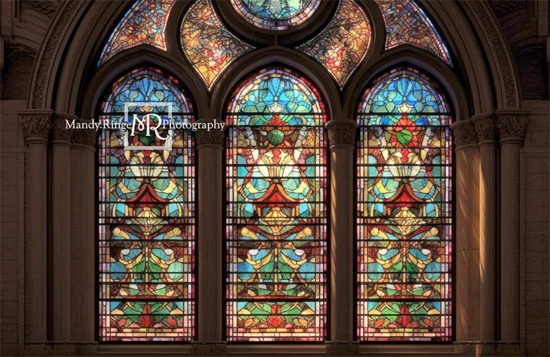 Kate Arched Stained Glass Window Backdrop Designed by Mandy Ringe Photography - Image 3