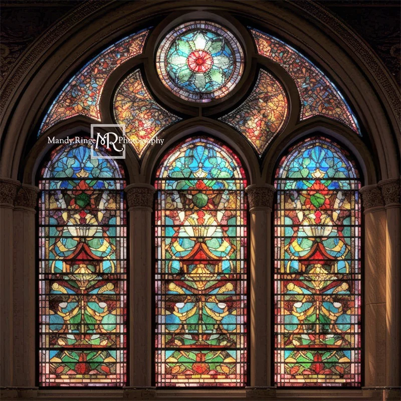 Kate Arched Stained Glass Window Backdrop Designed by Mandy Ringe Photography - Image 4
