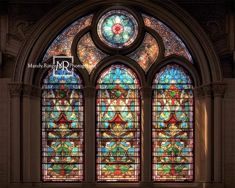 Kate Arched Stained Glass Window Backdrop Designed by Mandy Ringe Photography - Image 5