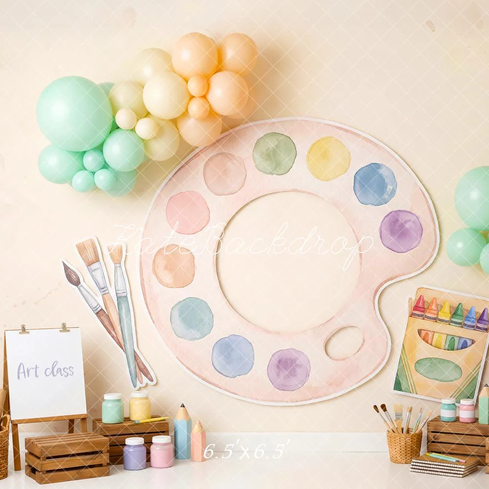 Kate Art Class Palette Brushes Crayons Pastel Backdrop Designed by Patty Robert - Image 2