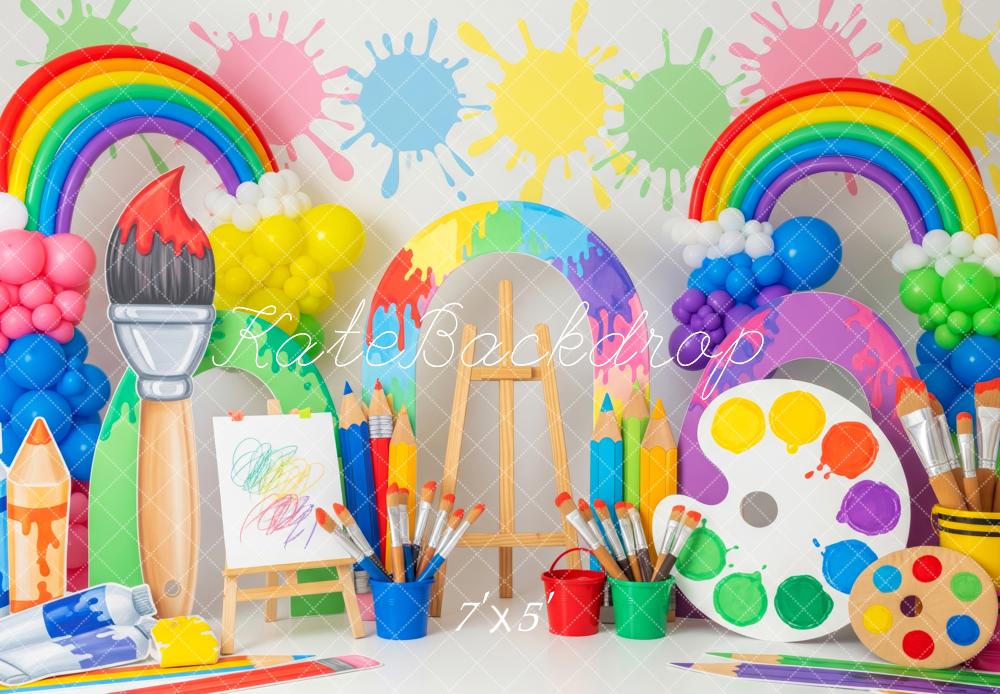 Kate Art Rainbow Paintbrush Palette Colourful Backdrop Designed by Patty Robert - Image 2