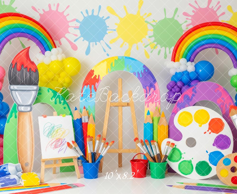 Kate Art Rainbow Paintbrush Palette Colourful Backdrop Designed by Patty Robert - Image 8