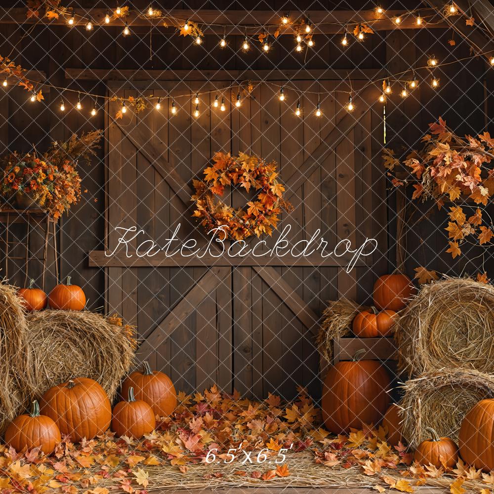 Kate Autumn Barn Door Hay Bale Backdrop Designed by Emetselch - Image 2