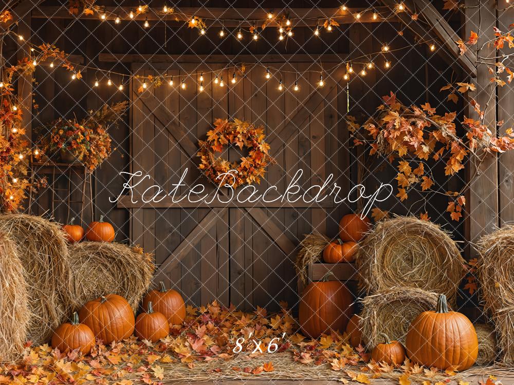 Kate Autumn Barn Door Hay Bale Backdrop Designed by Emetselch - Image 3