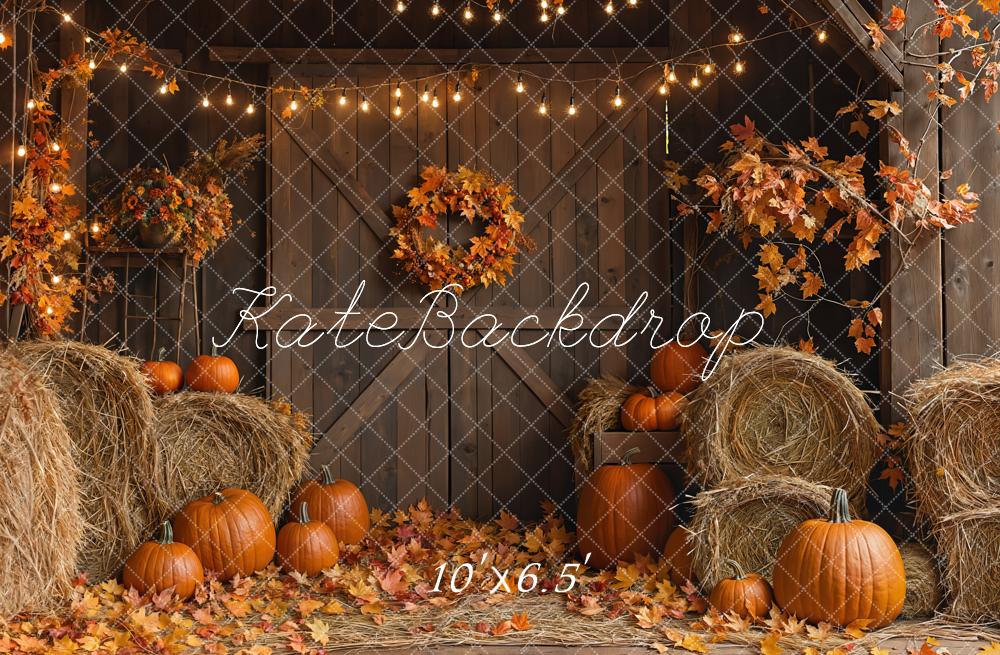 Kate Autumn Barn Door Hay Bale Backdrop Designed by Emetselch - Image 4