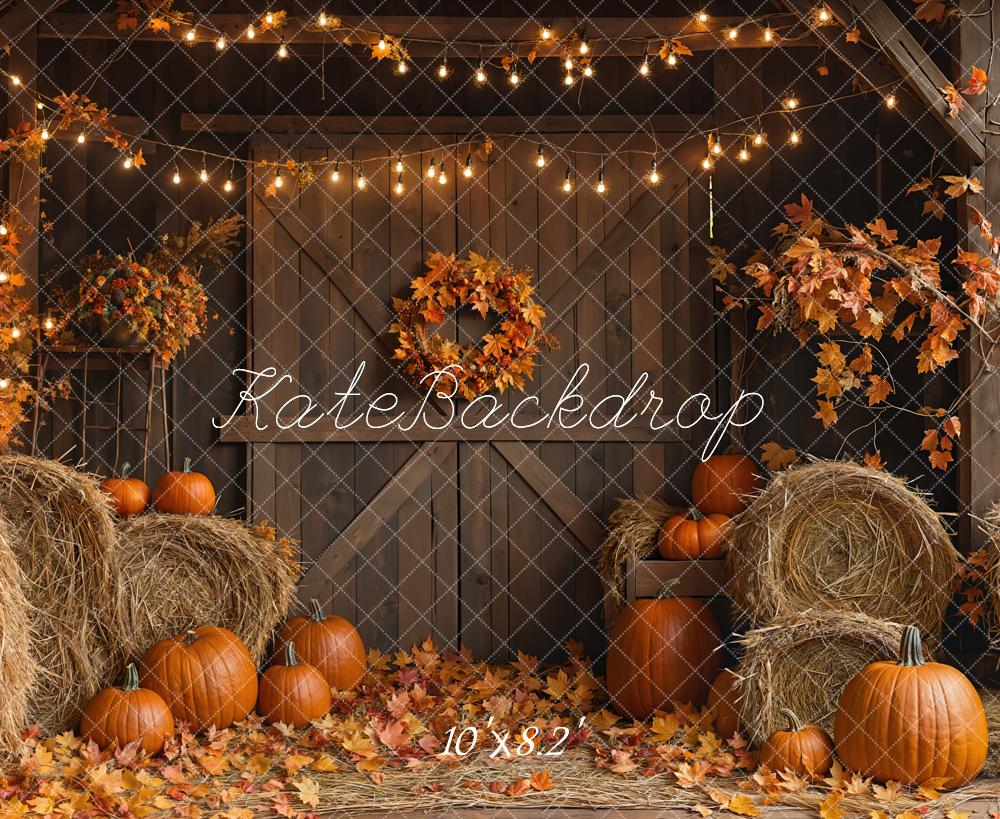 Kate Autumn Barn Door Hay Bale Backdrop Designed by Emetselch - Image 5