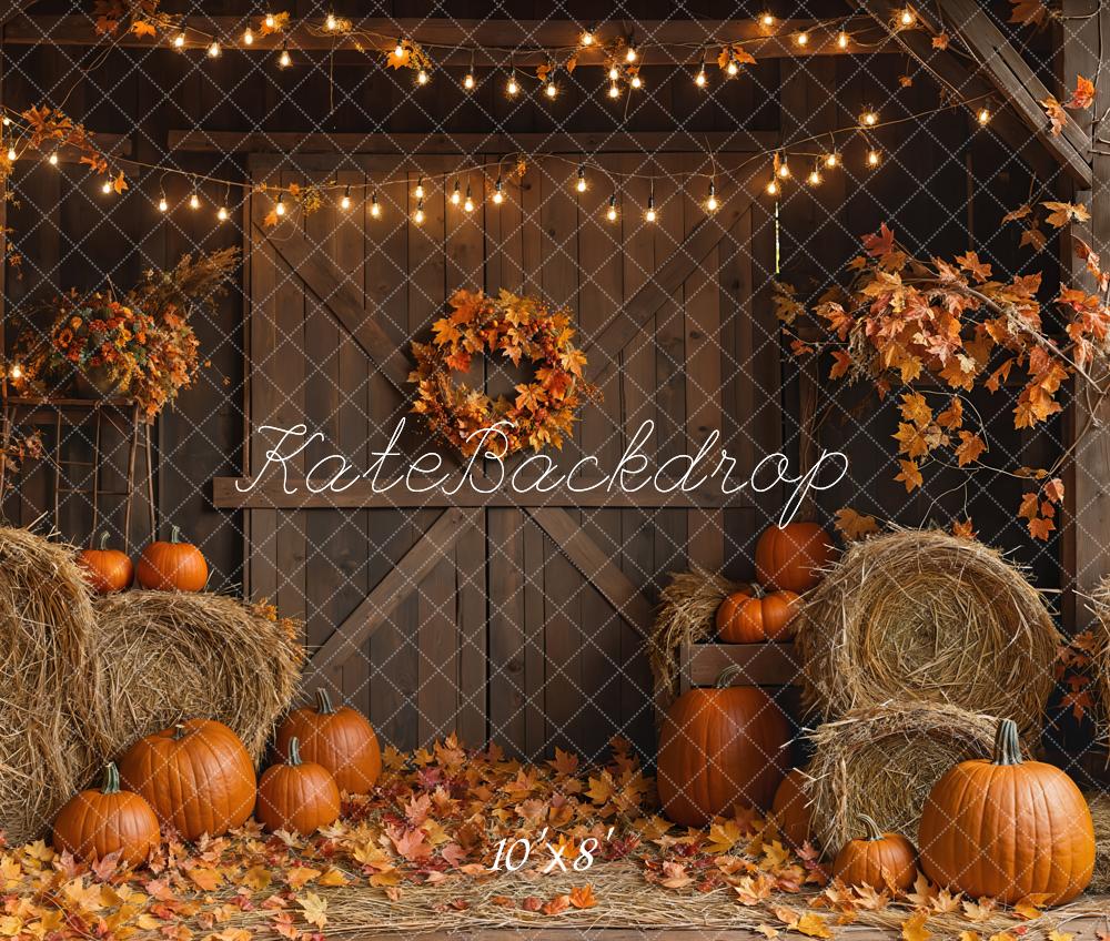 Kate Autumn Barn Door Hay Bale Backdrop Designed by Emetselch - Image 6