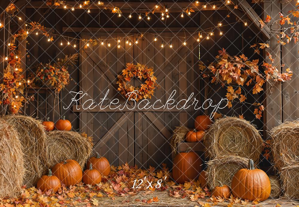 Kate Autumn Barn Door Hay Bale Backdrop Designed by Emetselch - Image 7