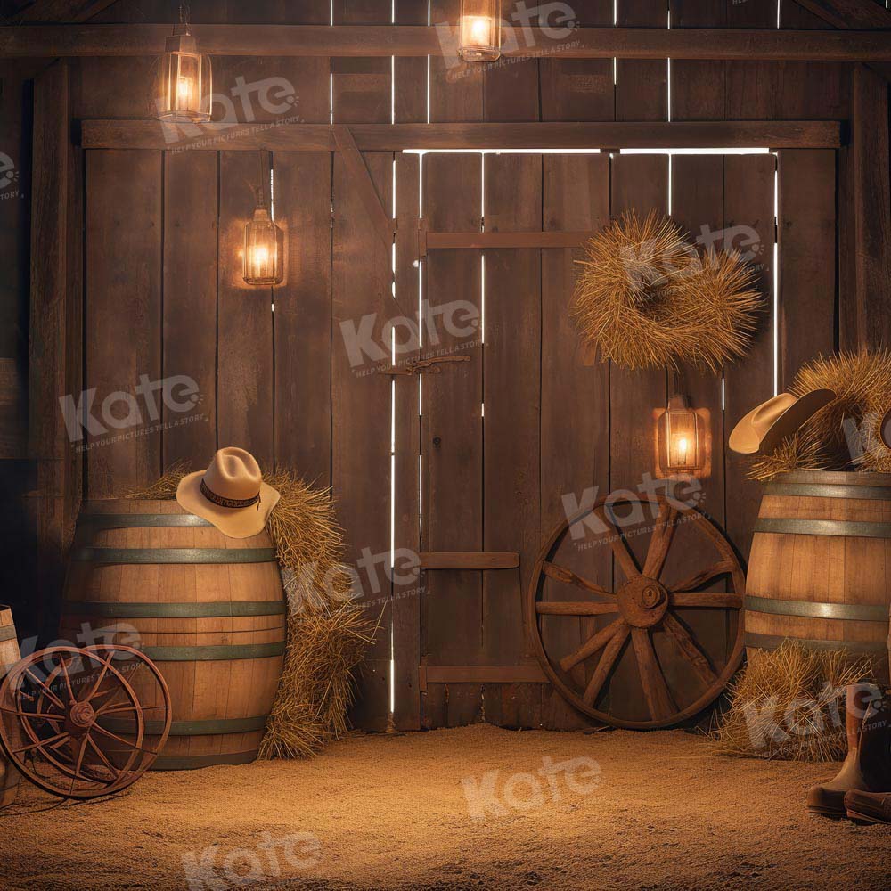 Kate Autumn Barn Door with Boots Boy Backdrop Designed by Chain Photography - Image 3