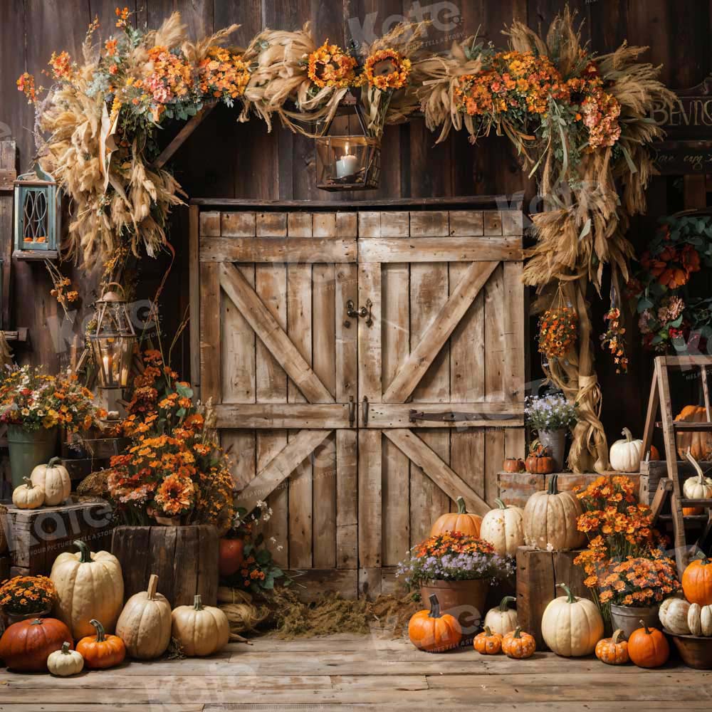 Kate Autumn Barn Pumpkin Backdrop Designed by Emetselch - Image 3