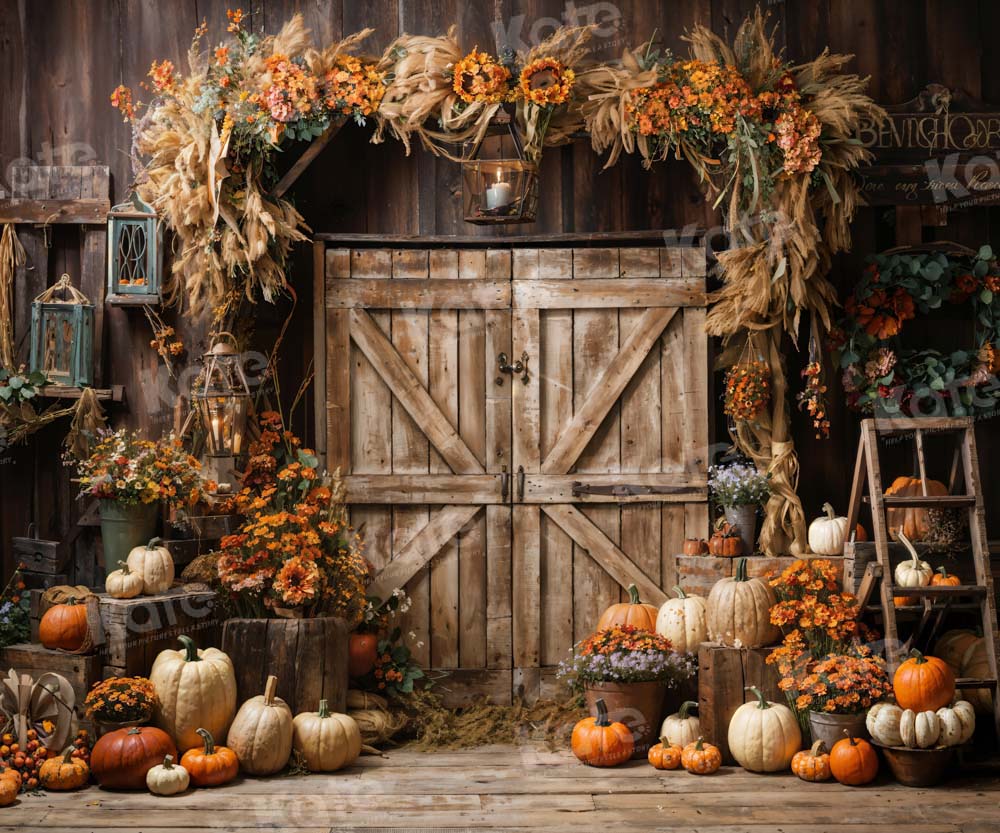 Kate Autumn Barn Pumpkin Backdrop Designed by Emetselch - Image 5