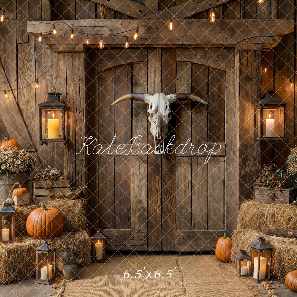 Kate Autumn Barn Pumpkins Hay Backdrop Designed by Emetselch - Image 2