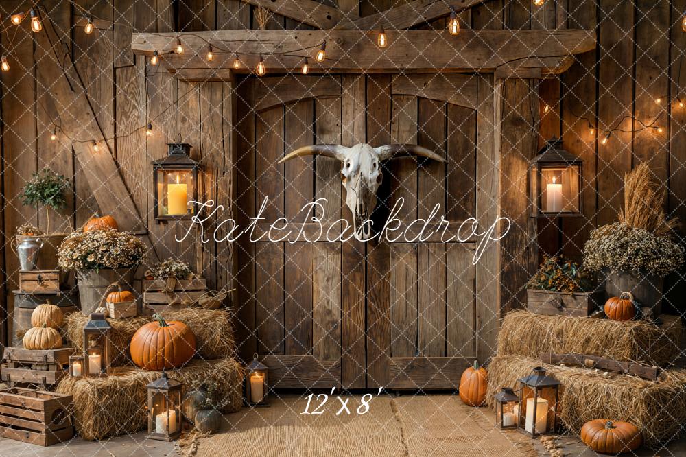 Kate Autumn Barn Pumpkins Hay Backdrop Designed by Emetselch - Image 8