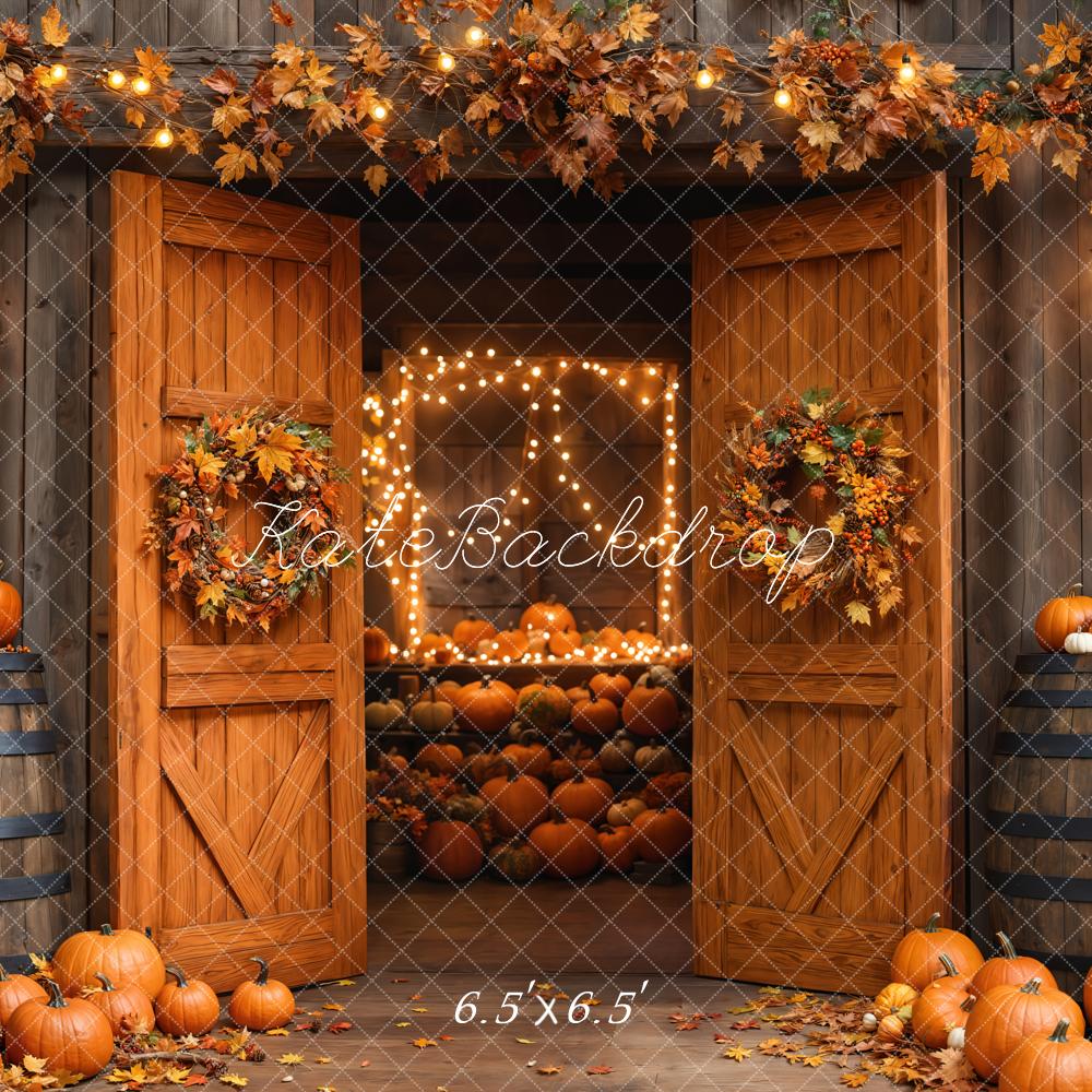 Kate Autumn Barn Wooden Door Pumpkins Backdrop Designed by Emetselch - Image 4